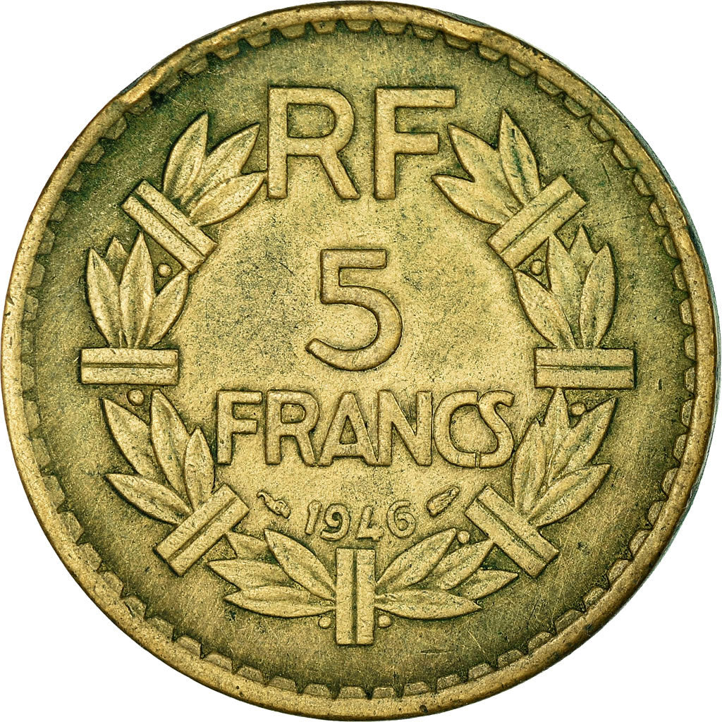 Moneta, Francja, Lavrillier, 5 Francs, 1946, Paris, VF(30-35), Aluminium-Brąz