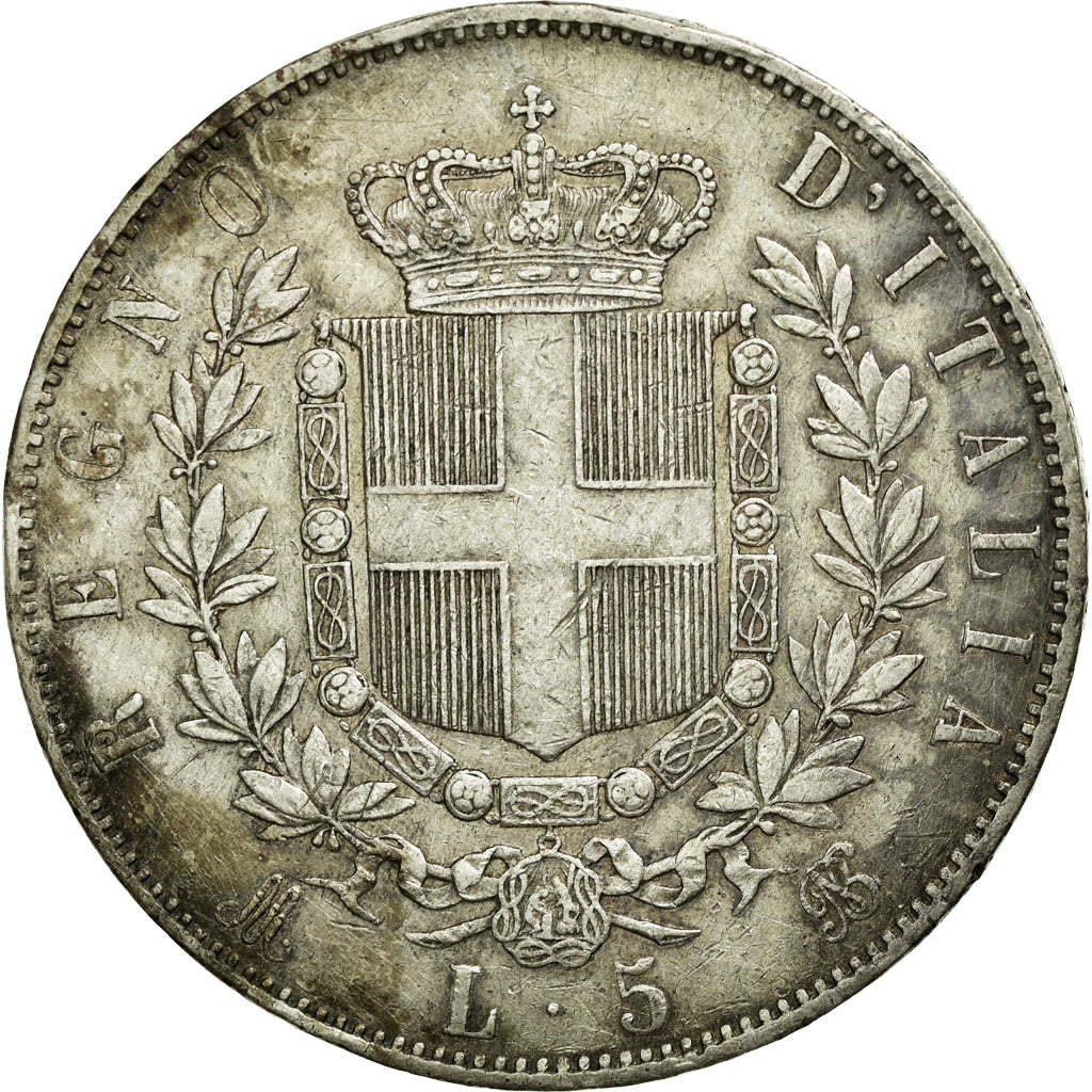 Coin, Italy, 5 Lire, 1872, Milan, VF(30-35), Silver, KM:8.3