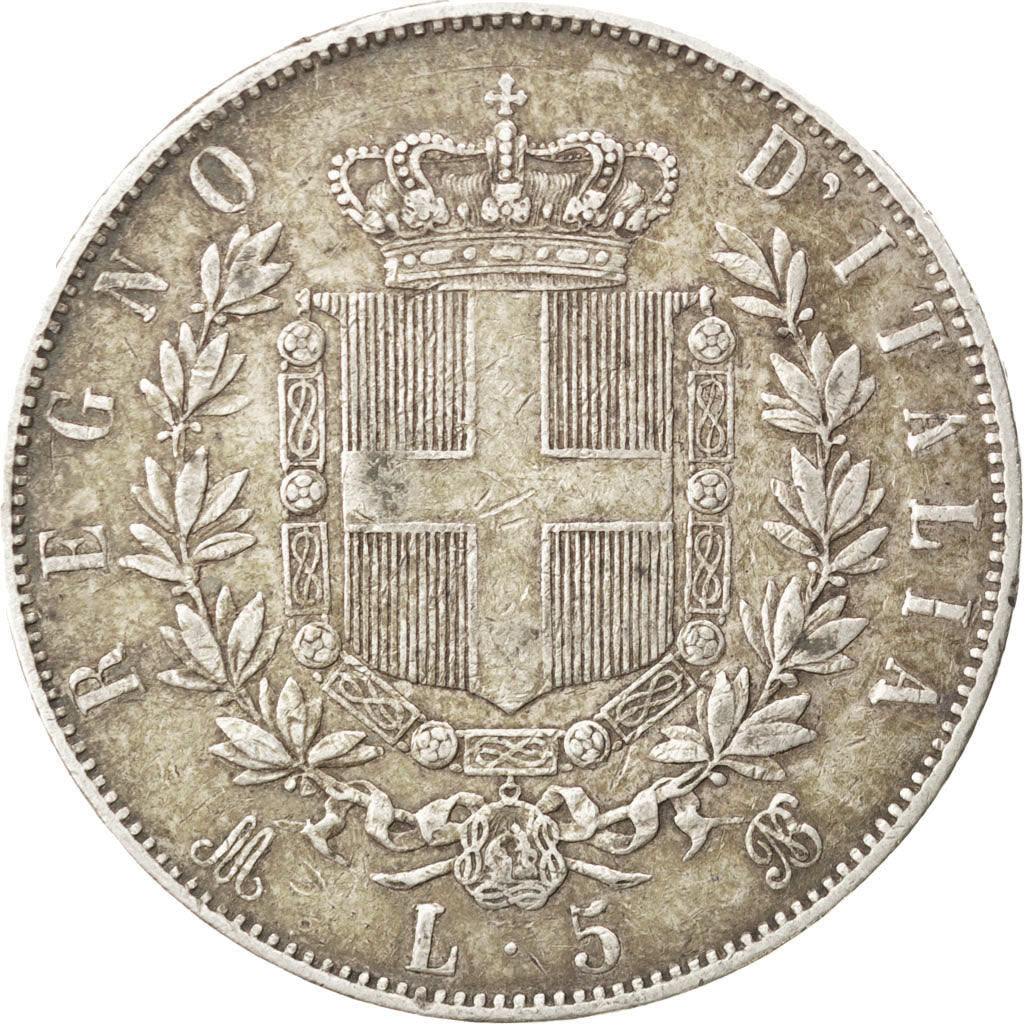 Coin, Italy, 5 Lire, 1872, Milan, VF(30-35), Silver, KM:8.3