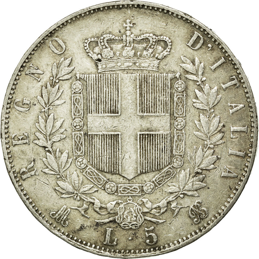 Coin, Italy, Vittorio Emanuele II, 5 Lire, 1873, Milan, EF(40-45), Silver