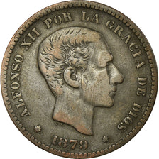 Coin, Spain, Alfonso XII, 5 Centimos, 1879, Madrid, EF(40-45), Bronze, KM:674