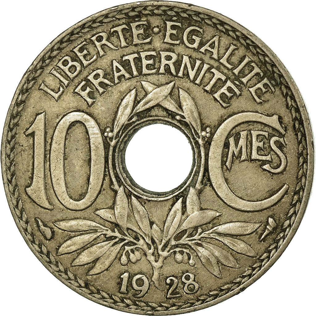 Moneda, Francia, Lindauer, 10 Centimes, 1928, Paris, BC+, Cobre - níquel