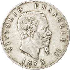 ITALY, 5 Lire, 1873, Milan, KM #8.3, VF(30-35), Silver, 24.85