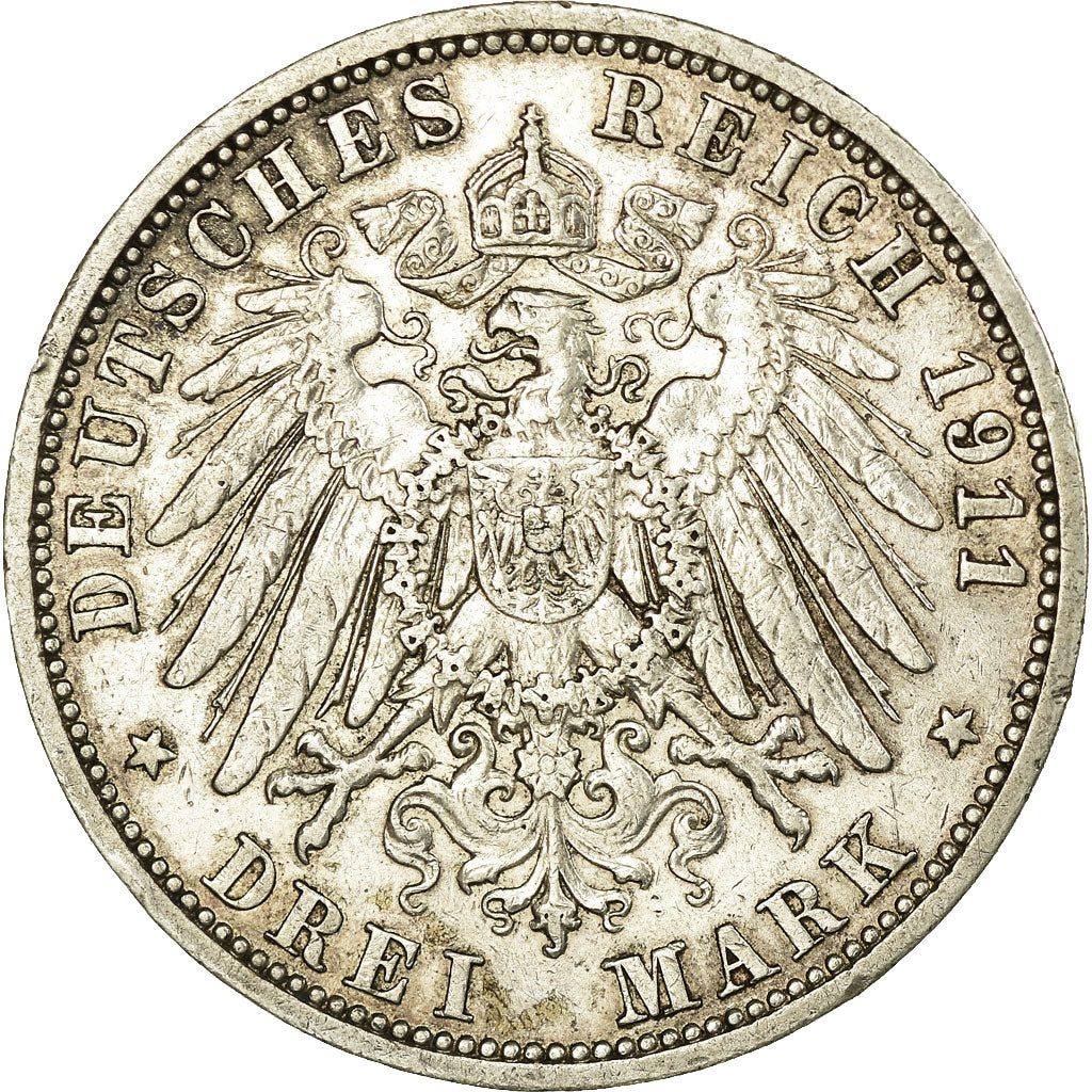 Coin, German States, PRUSSIA, Wilhelm II, 3 Mark, 1911, Berlin, EF(40-45)