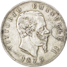 Coin, Italy, Vittorio Emanuele II, 5 Lire, 1875, Milan, VF(30-35), Silver