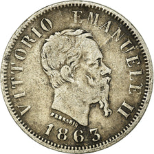 Coin, Italy, Vittorio Emanuele II, 50 Centesimi, 1863, Naples, VF(20-25)