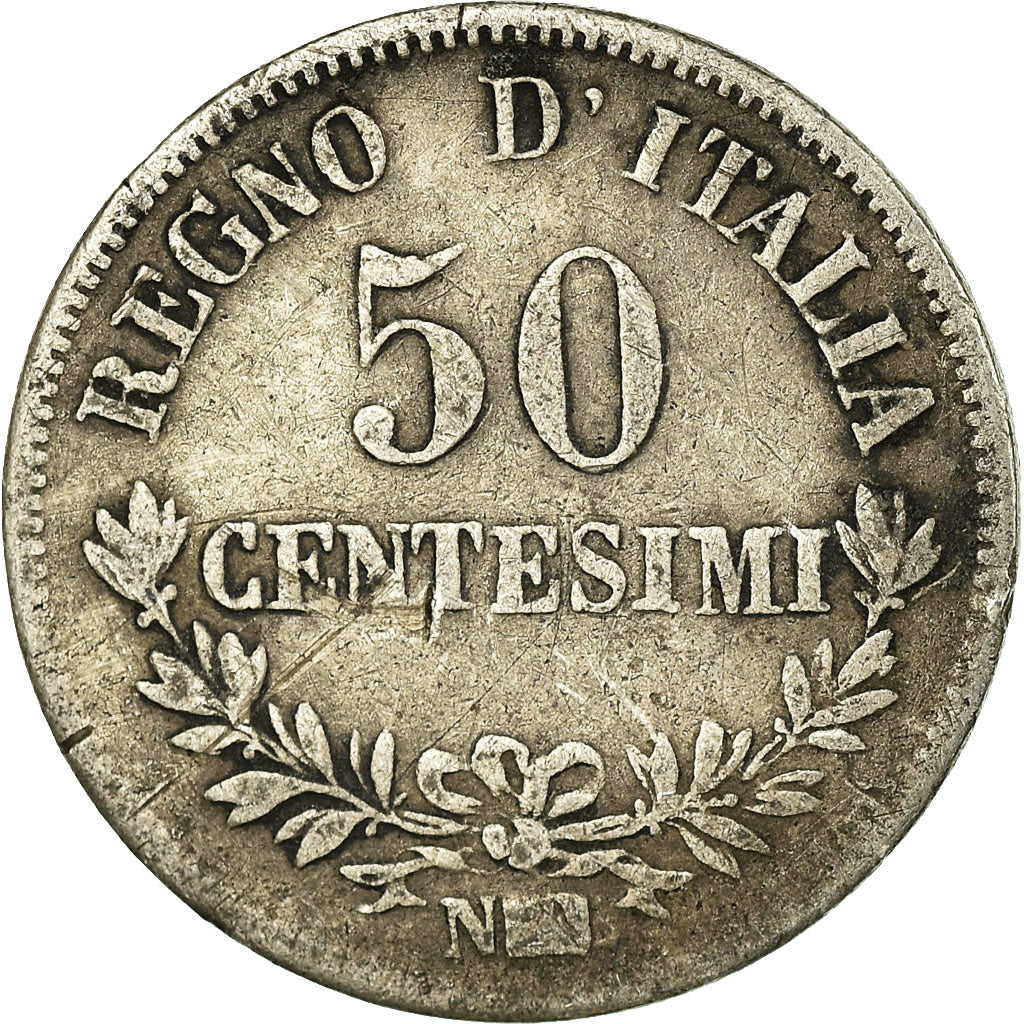 Coin, Italy, Vittorio Emanuele II, 50 Centesimi, 1863, Naples, VF(20-25)
