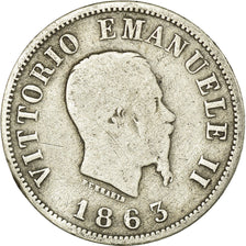 Monnaie, Italie, Vittorio Emanuele II, 50 Centesimi, 1863, Milan, TB, Argent