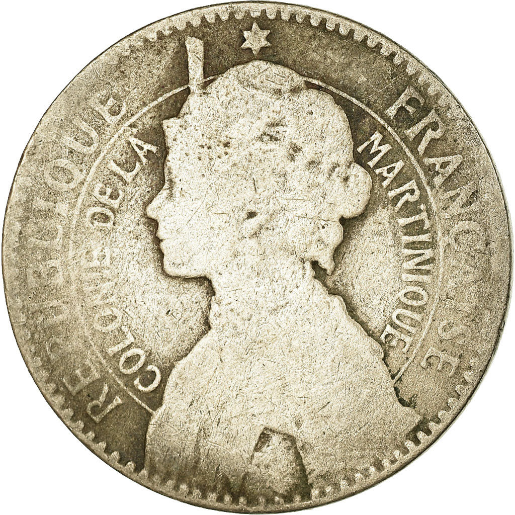 Monnaie, Martinique, Franc, 1897, Paris, B+, Copper-nickel, KM:41