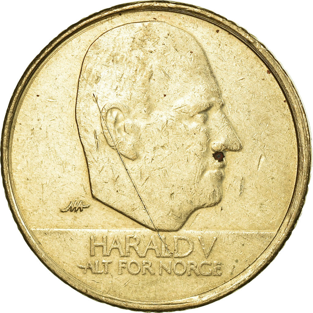 Münze, Norwegen, Harald V, 10 Kroner, 1995, S+, Nickel-brass, KM:457