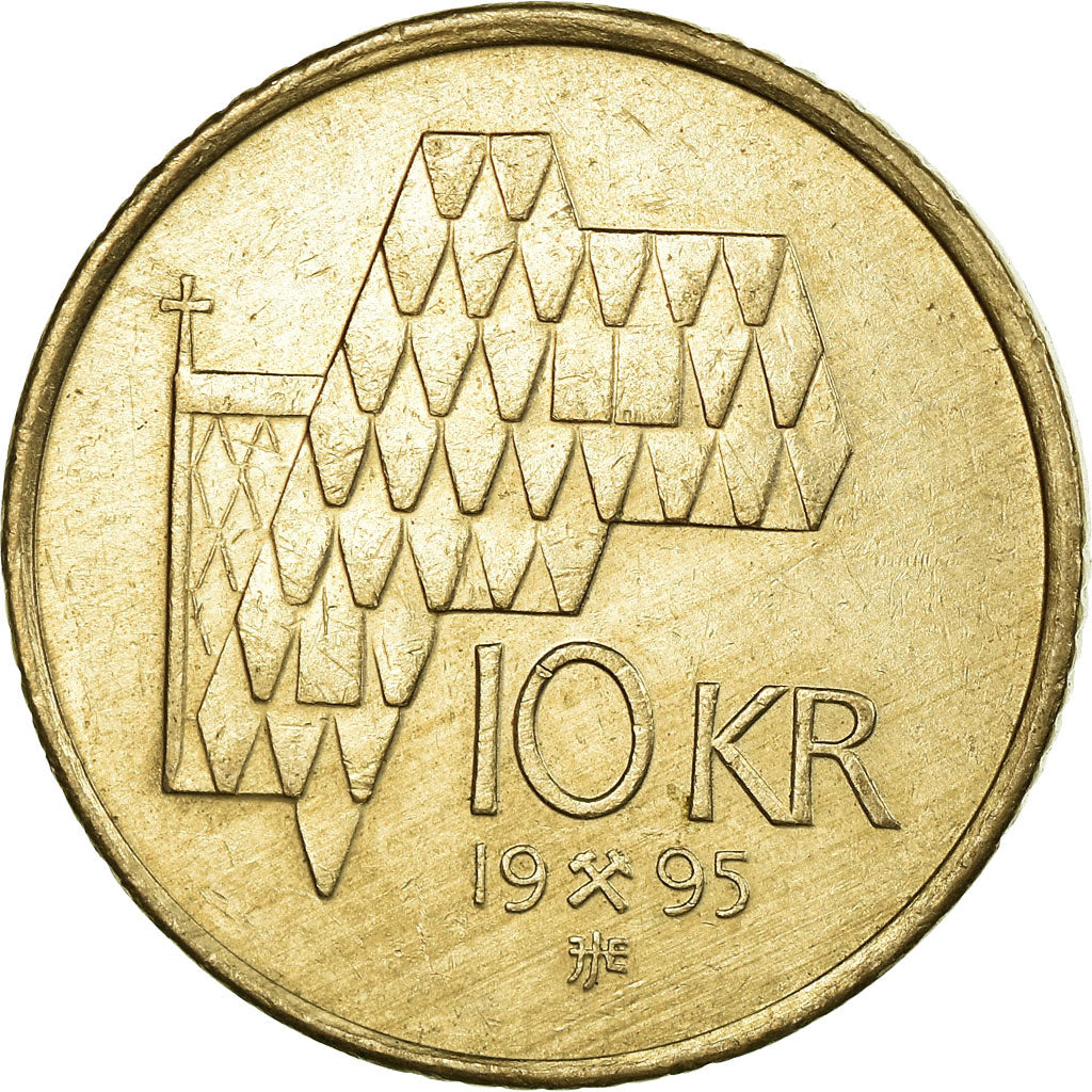Münze, Norwegen, Harald V, 10 Kroner, 1995, S+, Nickel-brass, KM:457