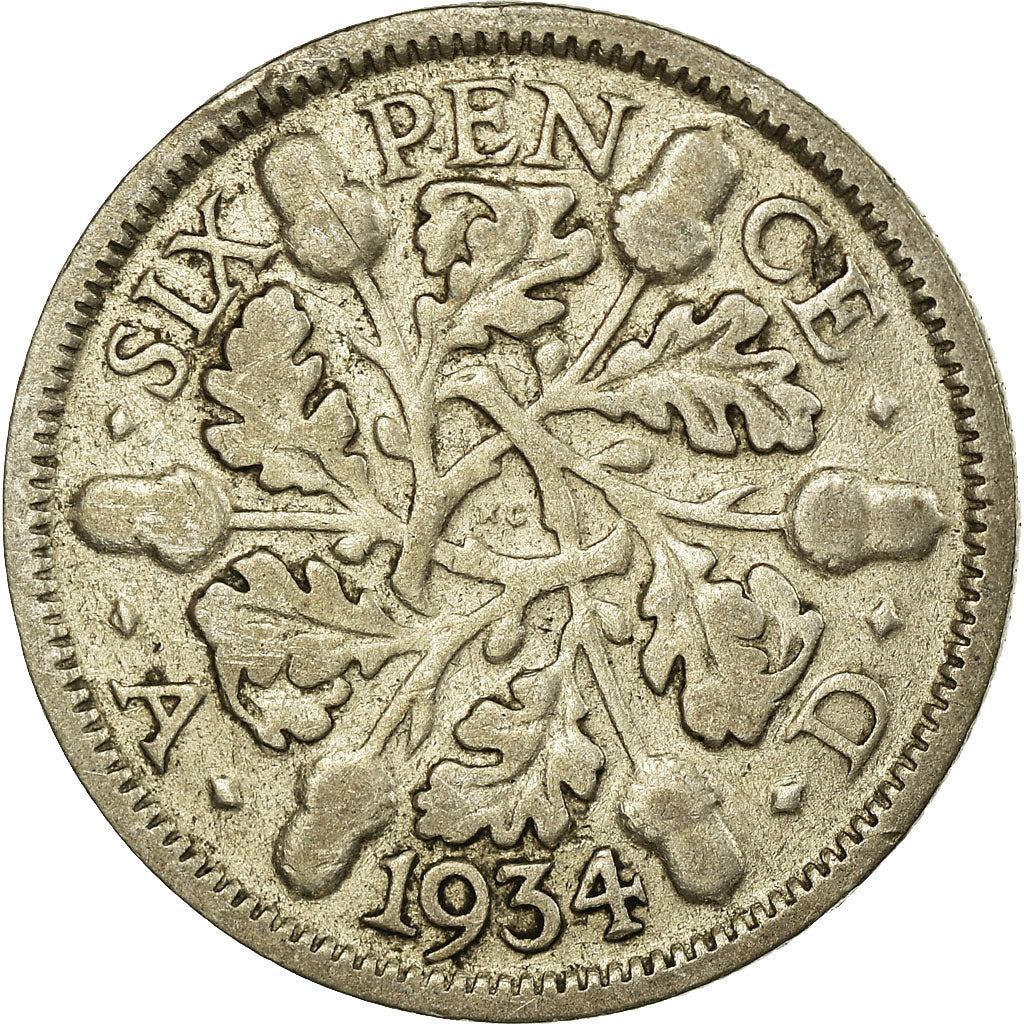 Coin, Great Britain, George V, 6 Pence, 1934, VF(30-35), Silver, KM:832