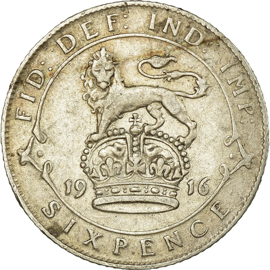 Moneta, Gran Bretagna, George V, 6 Pence, 1916, BB, Argento, KM:815
