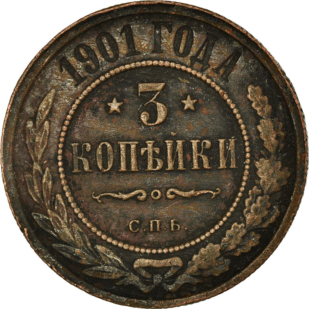 Münze, Russland, Nicholas II, 3 Kopeks, 1901, Saint-Petersburg, SS, Kupfer