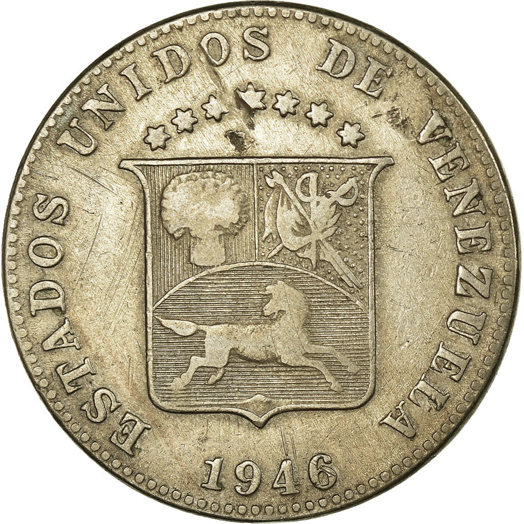Coin, Venezuela, 12-1/2 Centimos, 1946, EF(40-45), Copper-nickel, KM:30a