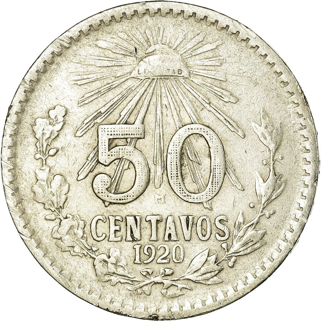 Coin, Mexico, 50 Centavos, 1920, Mexico City, EF(40-45), Silver, KM:447