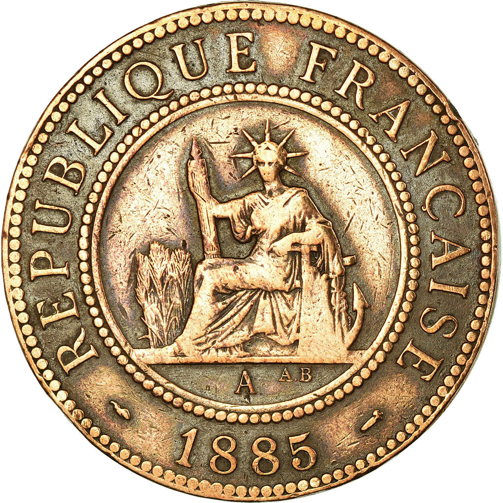 Coin, FRENCH INDO-CHINA, Cent, 1885, Paris, VF(30-35), Bronze, KM:1