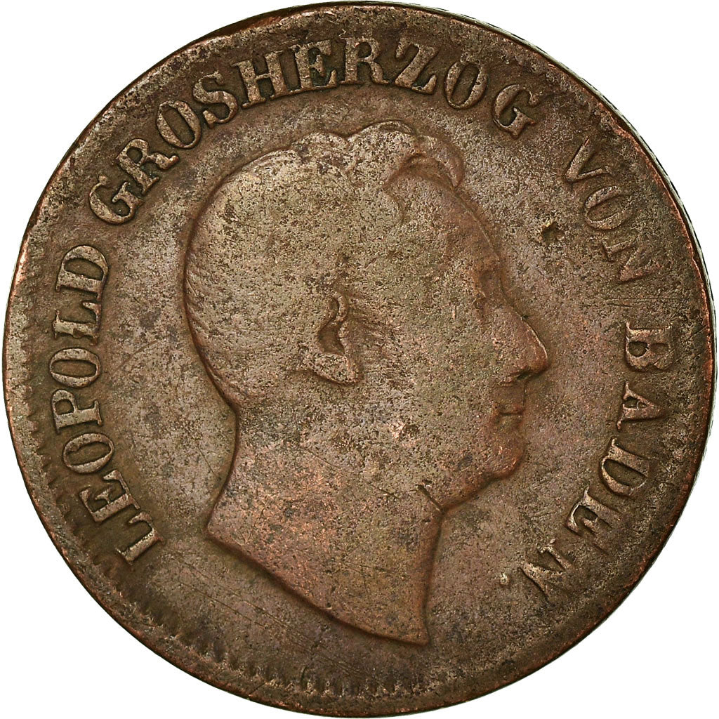 Coin, German States, BADEN, Leopold I, Kreuzer, 1849, VF(20-25), Copper