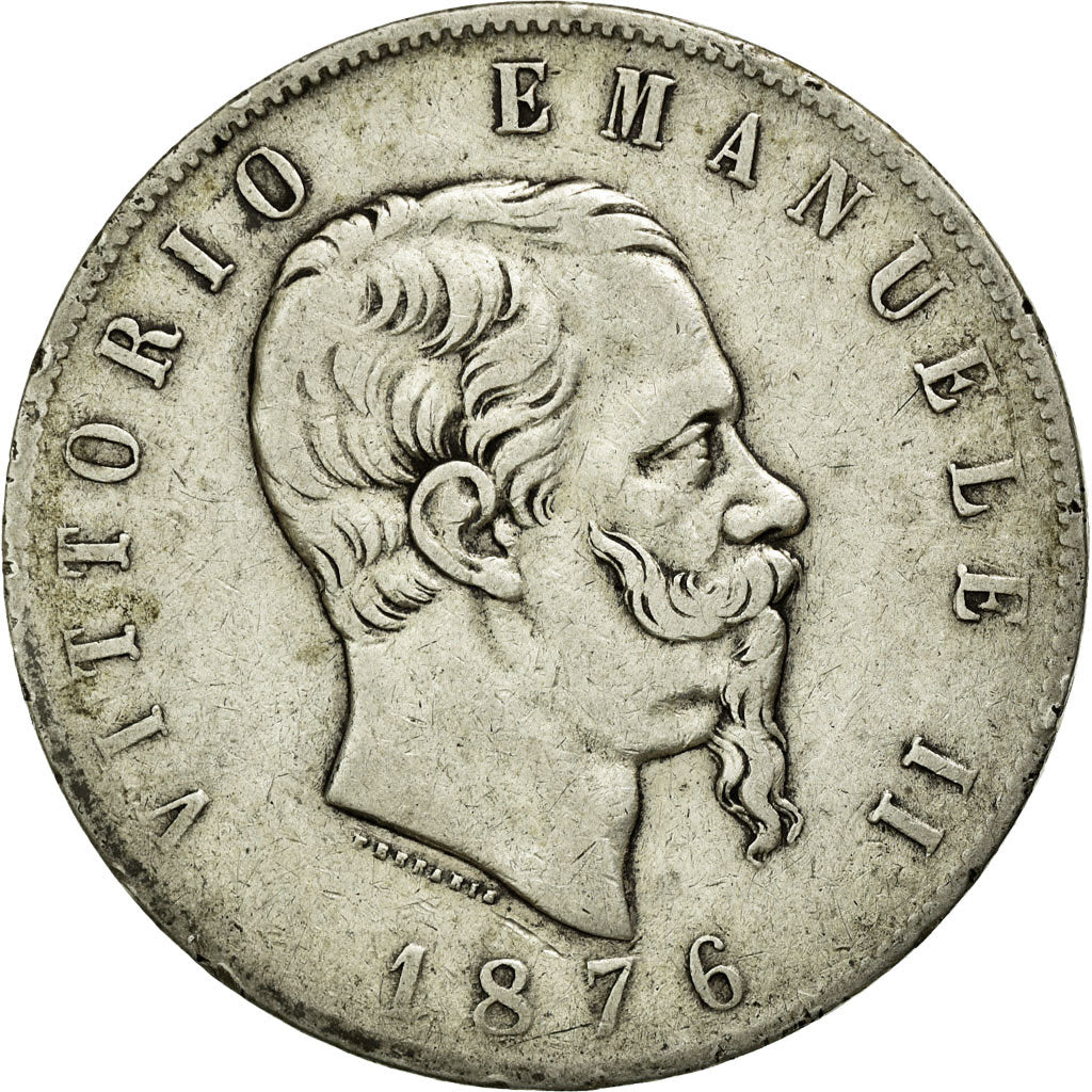 Monnaie, Italie, Vittorio Emanuele II, 5 Lire, 1876, Rome, TB+, Argent, KM:8.4
