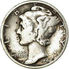 Coin, United States, Mercury Dime, Dime, 1942, U.S. Mint, Philadelphia