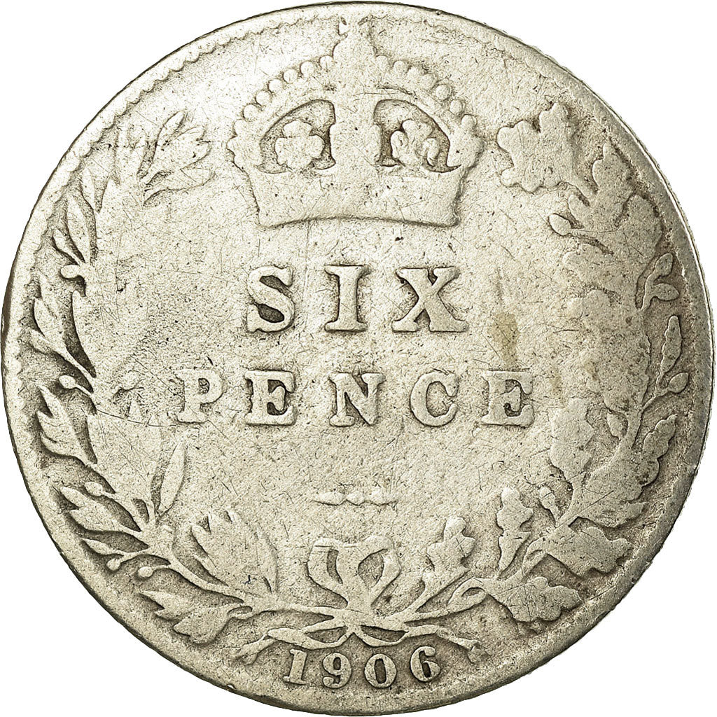 Coin, Great Britain, Edward VII, 6 Pence, 1906, VF(20-25), Silver, KM:799