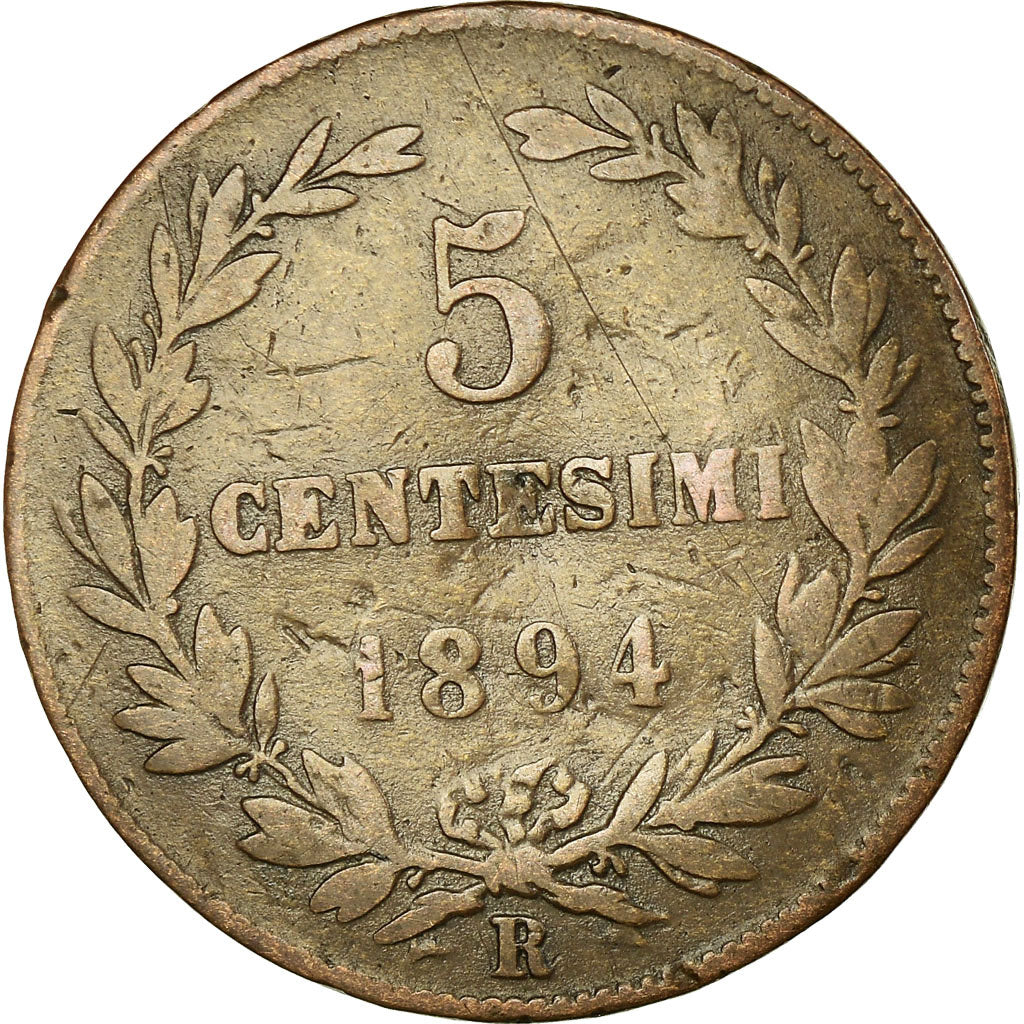 Coin, San Marino, 5 Centesimi, 1894, Rome, VF(30-35), Copper, KM:1