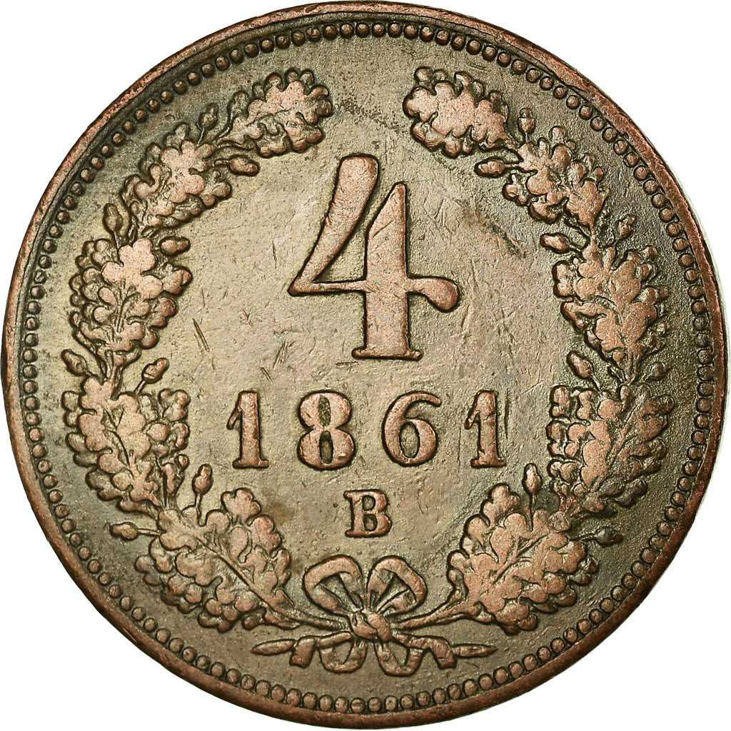 Coin, Austria, Franz Joseph I, 4 Kreuzer, 1861, EF(40-45), Copper, KM:2194
