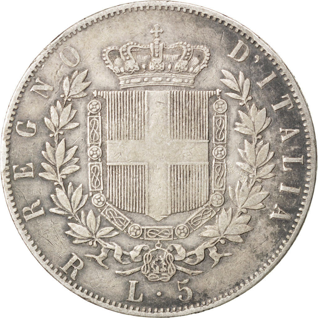 ITALY, 5 Lire, 1878, Rome, KM #8.4, VF(20-25), Silver, 24.85