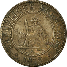 Moneda, COCHINCHINA FRANCESA, Cent, 1879, Paris, BC+, Bronce, KM:3