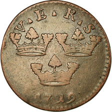 Coin, Sweden, Ulrika Eleonora, Ore, K.M., 1719, VF(30-35), Copper, KM:364.1