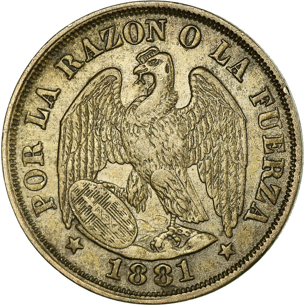 Coin, Chile, 20 Centavos, 1881, Santiago, EF(40-45), Silver, KM:138.2