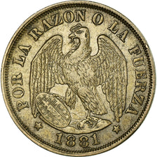 Coin, Chile, 20 Centavos, 1881, Santiago, EF(40-45), Silver, KM:138.2