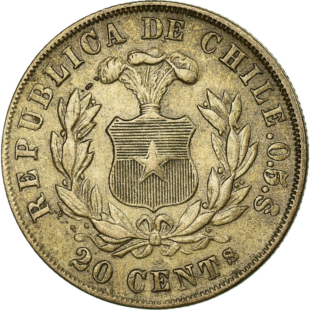 Coin, Chile, 20 Centavos, 1881, Santiago, EF(40-45), Silver, KM:138.2