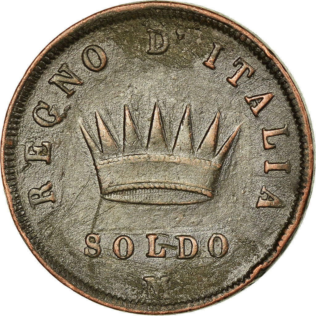 Münze, Italien Staaten, KINGDOM OF NAPOLEON, Napoleon I, Soldo, 1813, Milan