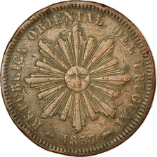 Coin, Uruguay, 40 Centesimos, 1857, Lyon, France, VF(30-35), Copper, KM:10