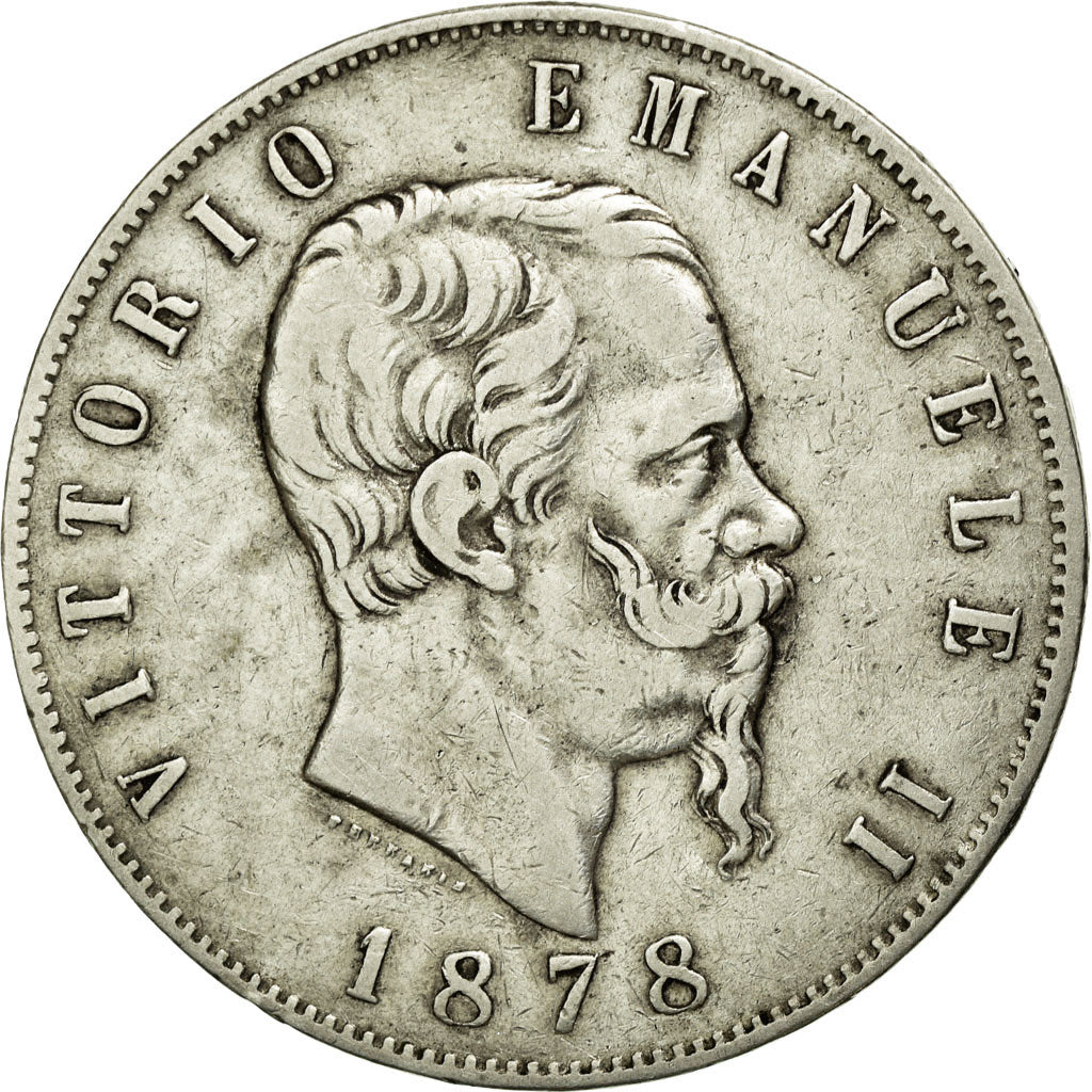 Coin, Italy, Vittorio Emanuele II, 5 Lire, 1878, Rome, VF(30-35), Silver, KM:8.4