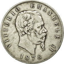 Coin, Italy, Vittorio Emanuele II, 5 Lire, 1878, Rome, VF(30-35), Silver, KM:8.4