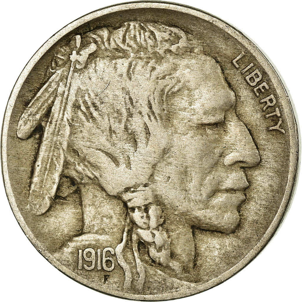 Moneta, USA, Buffalo Nickel, 5 Cents, 1916, U.S. Mint, Philadelphia, VF(30-35)