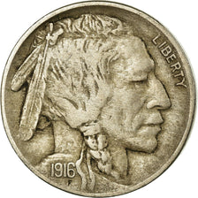 Moneta, USA, Buffalo Nickel, 5 Cents, 1916, U.S. Mint, Philadelphia, VF(30-35)
