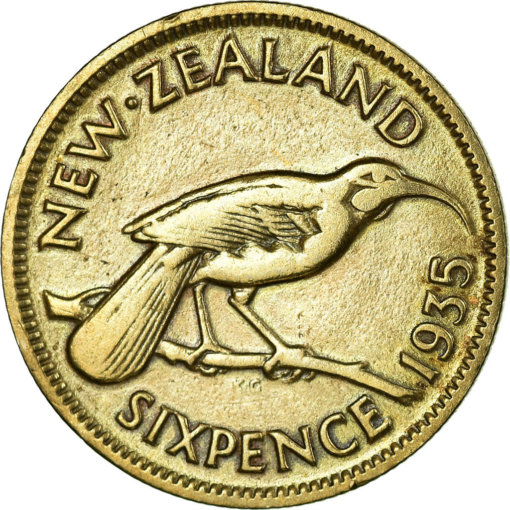 Coin, New Zealand, George V, 6 Pence, 1935, VF(30-35), Silver, KM:2