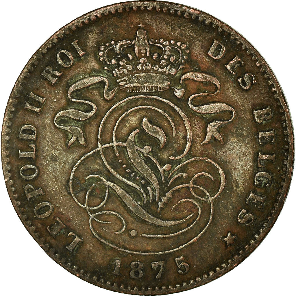 Coin, Belgium, Leopold II, 2 Centimes, 1875, EF(40-45), Copper, KM:35.1