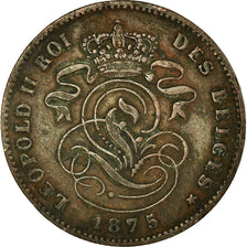 Moneta, Belgia, Leopold II, 2 Centimes, 1875, EF(40-45), Miedź, KM:35.1