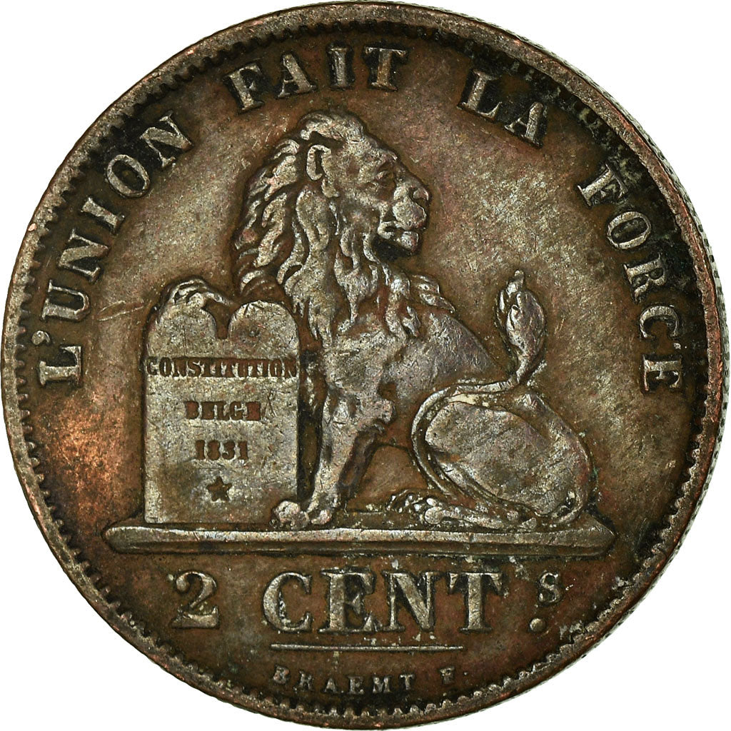 Coin, Belgium, Leopold II, 2 Centimes, 1875, EF(40-45), Copper, KM:35.1