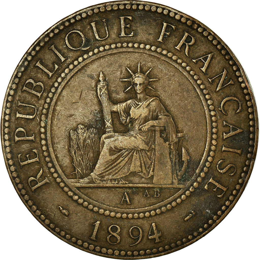 Coin, FRENCH INDO-CHINA, Cent, 1894, Paris, VF(30-35), Bronze, KM:1