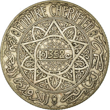 Coin, Morocco, Mohammed V, 10 Francs, AH 1352/1933, Paris, EF(40-45), Silver