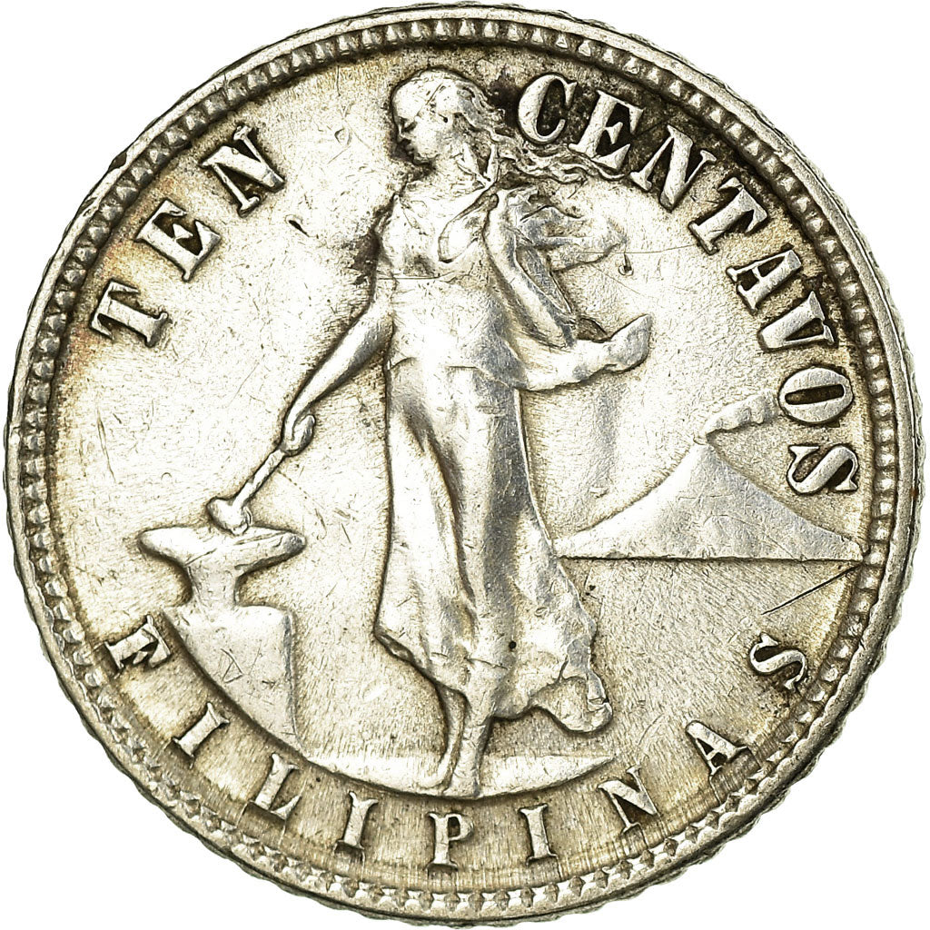 Moneta, Filipiny, 10 Centavos, 1945, EF(40-45), Srebro, KM:181