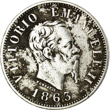 Coin, Italy, Vittorio Emanuele II, 50 Centesimi, 1863, Milan, VF(30-35), Silver