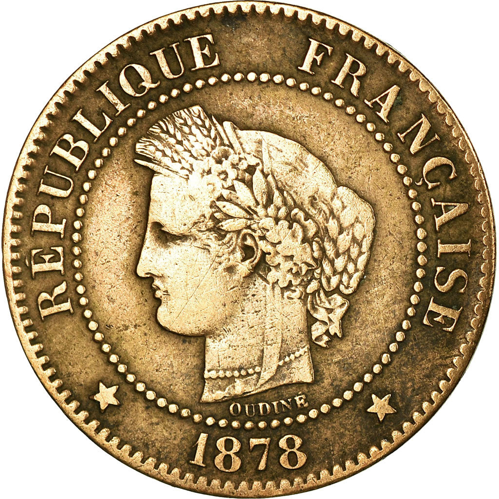 Coin, France, Cérès, 2 Centimes, 1878, Bordeaux, VF(20-25), Bronze, KM:827.2