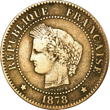 Coin, France, Cérès, 2 Centimes, 1878, Bordeaux, VF(20-25), Bronze, KM:827.2