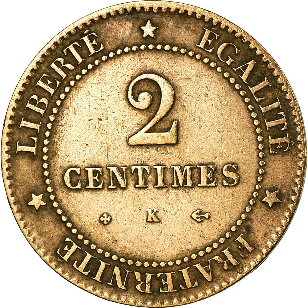 Coin, France, Cérès, 2 Centimes, 1878, Bordeaux, VF(20-25), Bronze, KM:827.2